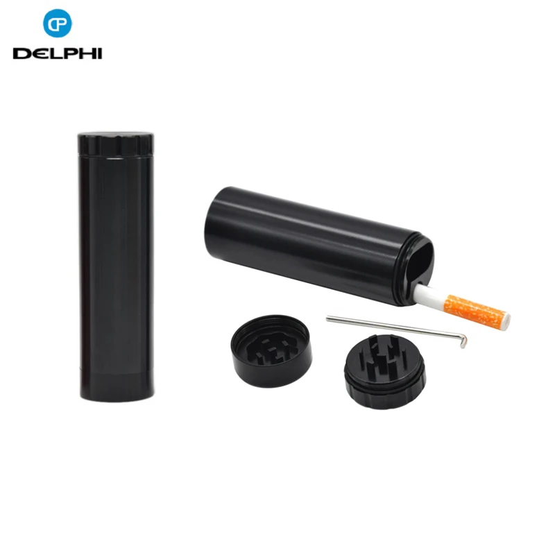 
New Aluminum Tobacco Herb Grinder 2 layers + Storage Container + One Hitter Ceramic Dugout Pipe Smoking Accessories 