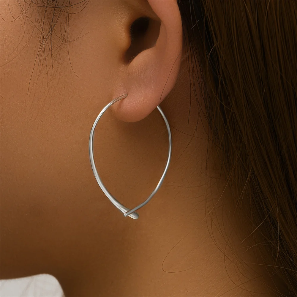 CANNER simple 925 sterling silver large line circle ear ring earrings