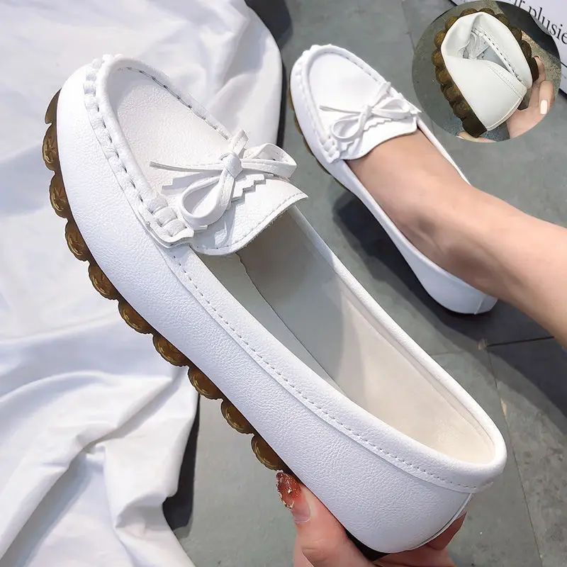 Female Spring New Flat Shoes Soft Comfortable TPR Bottom Mother Shoes White Nurse Shoes