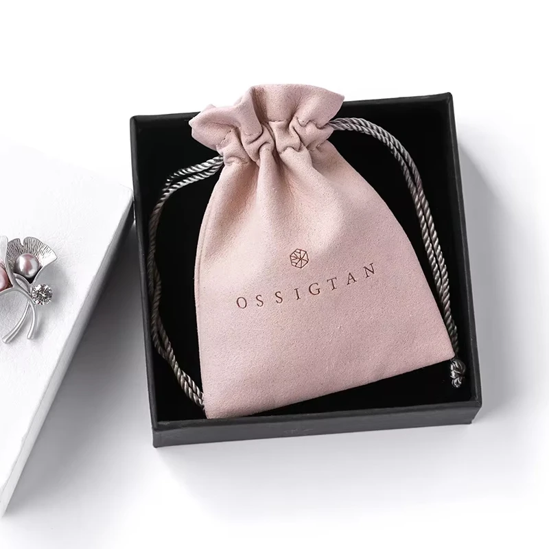 Custom Logo High Quality Luxury Microfiber Suede Velvet Jewelry Pouch Earring Necklace Ring Bracelet Brooch Drawstring Bag