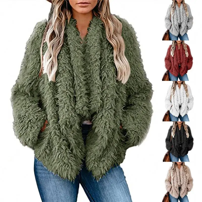 Couple Elegant Thick Faux Fur Teddy Coat Women 2021 Winter Warm Soft Lambswool Fur X-Long Jacket Plush Overcoat Casual Outerwear