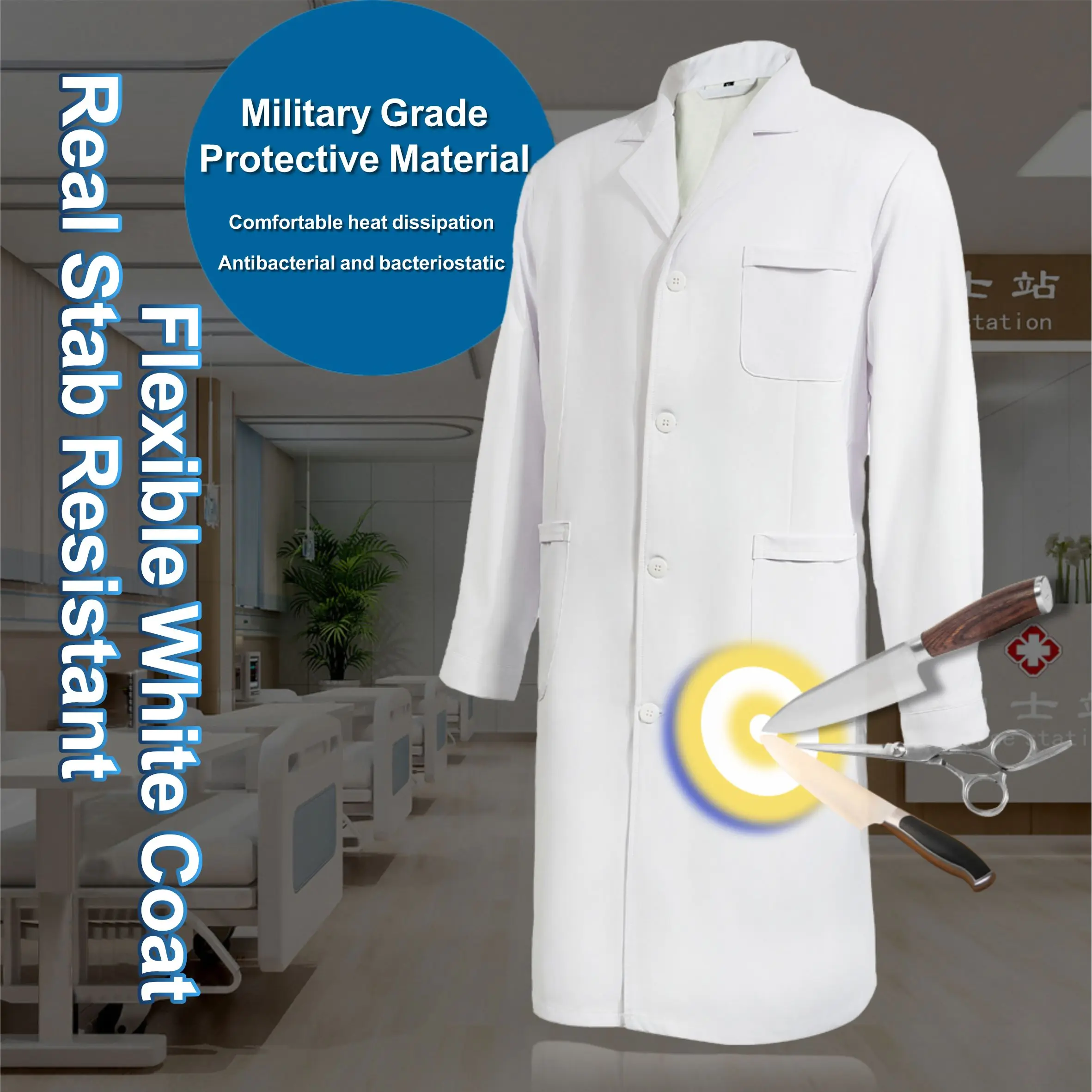 High Quality White Anti static Featuring Anti Cutting&stab-resistant Technology For Safety In Hospital Work Wear Applications