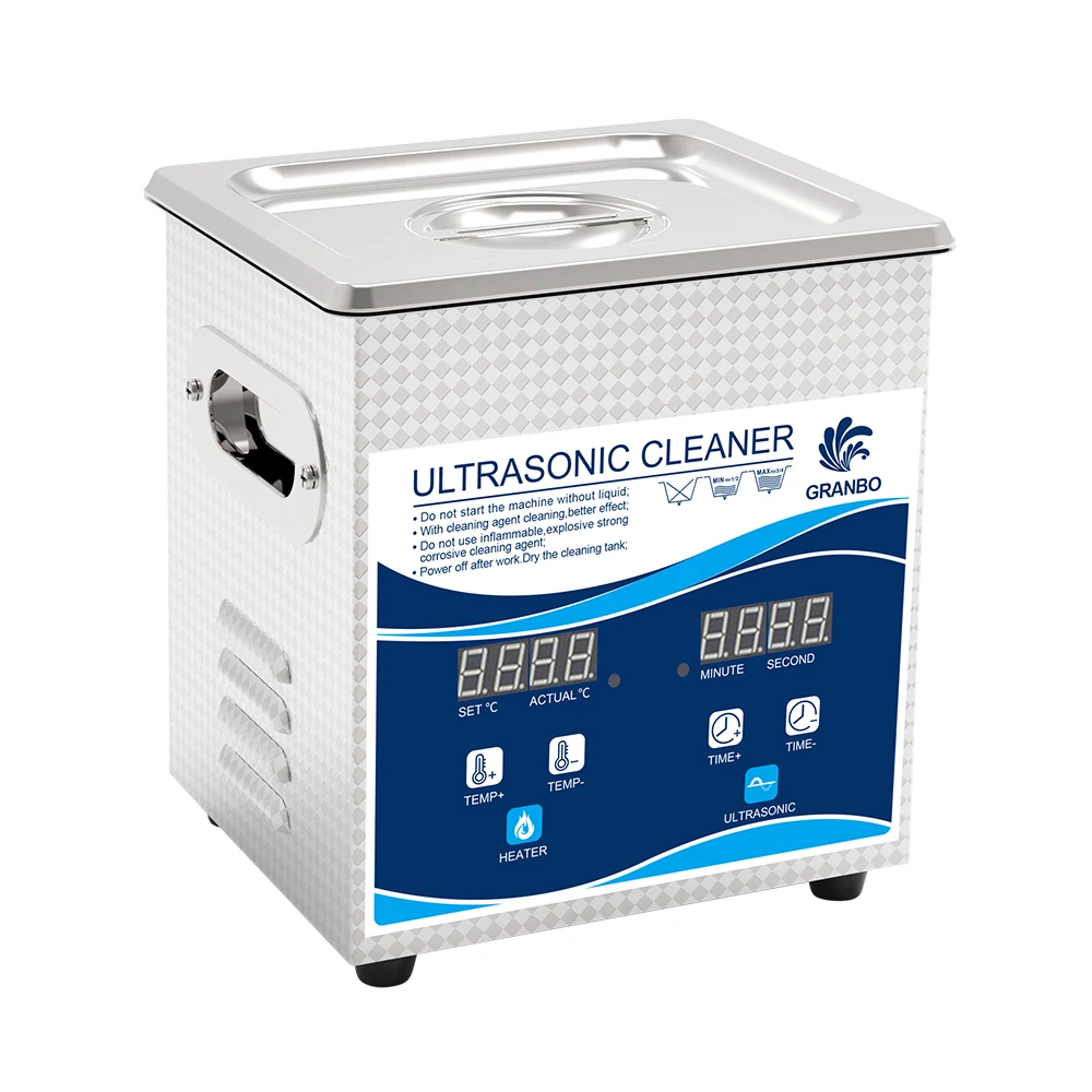 Granbo dental ultrasonic cleaner stainless steel ultrasonic bath 2L for jewelry watch with digital timer heater cleaning machine