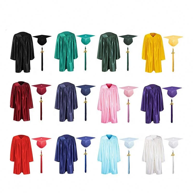 shiny Child Gown And caps Kids Uniform Graduation Gown Preschool Cheapest children graduation cap and gown custom