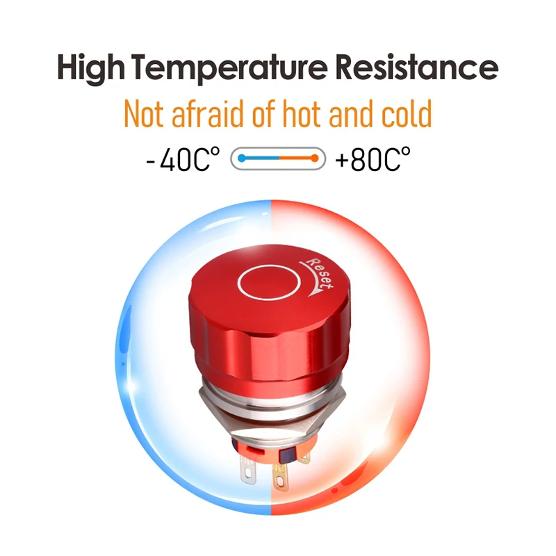 LANBOO 19mm 22mm  Short Mushroom Emergency Stop Push Button Switch  waterproof IP65 E-Stop 1NO1NC Power ON OFF