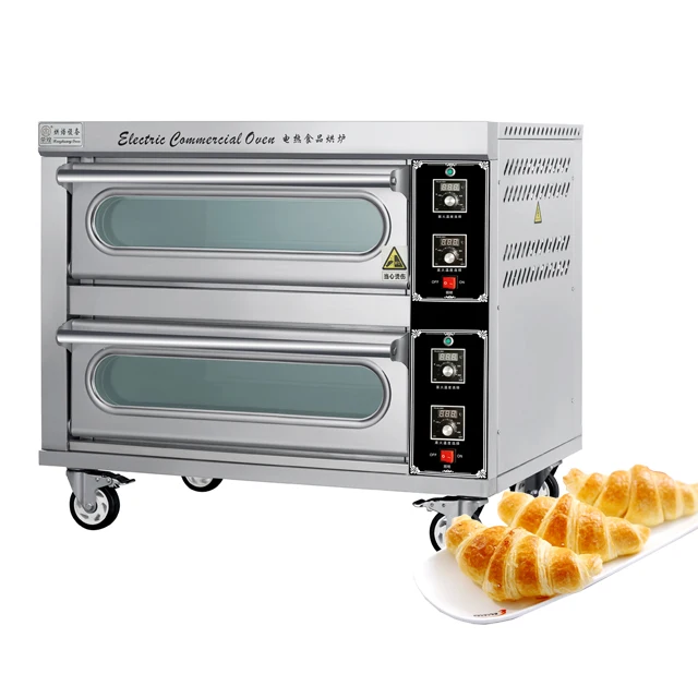 bakery equipment 2 tray luxurious tempered glass split-type bread pizza electric baking oven deck oven