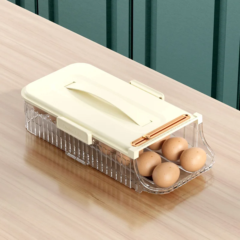 Dual Layer Automatic Egg Roller for Refrigerator Modern Design Side Door Egg Storage Box with Premium Slide Efficient Storage