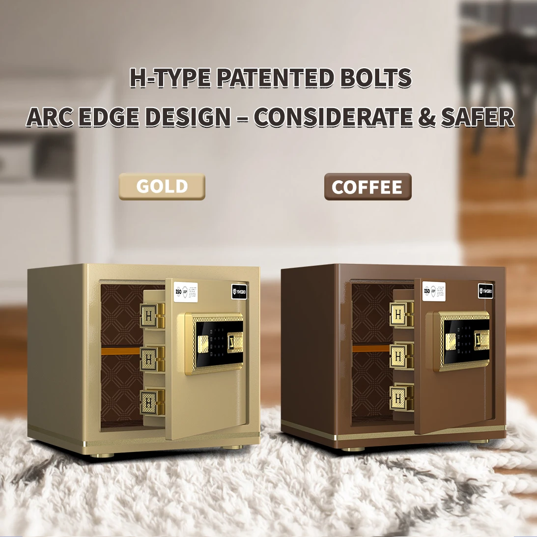 mini home safes fingerprint and electronic lock safe box for money