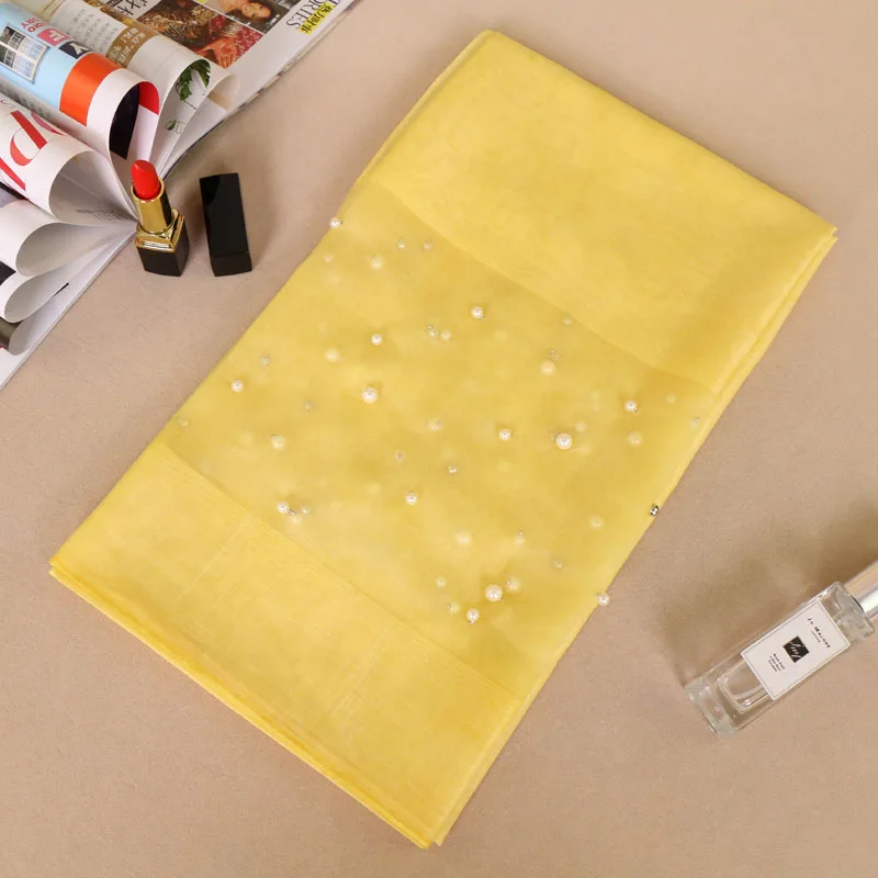 Wholesale most beautiful organza shawl lace Women printed Long silk Pearl Scarf Muslim Hijab arab hijab fashion arabic scarfs