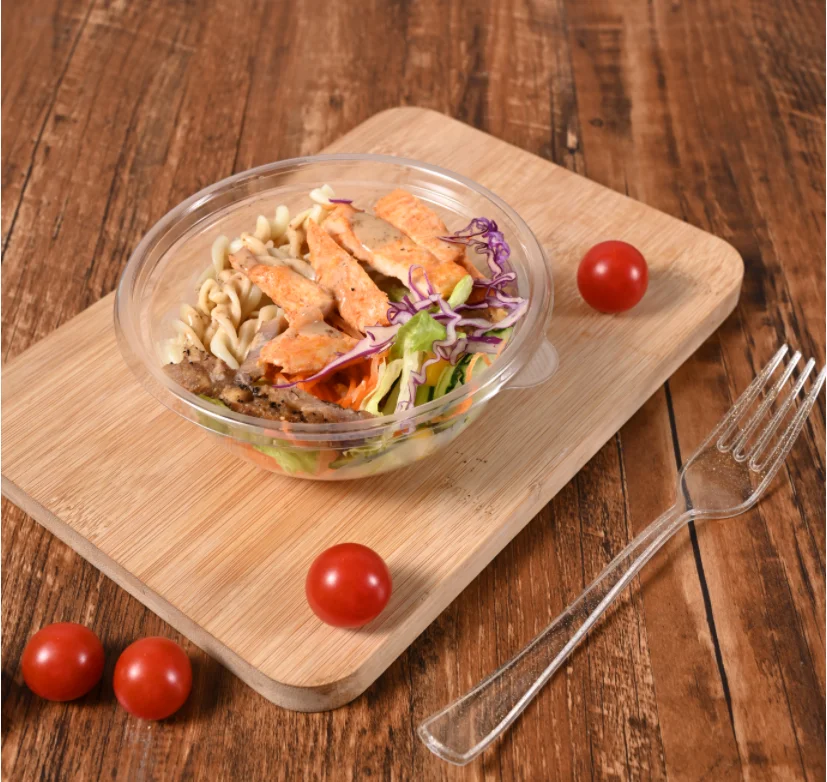 8 12 16 24 32oz Custom Logo Storage Clear Plastic Disposable Food Deli Container With Lids 24 oz Plastic Salad Bowl
