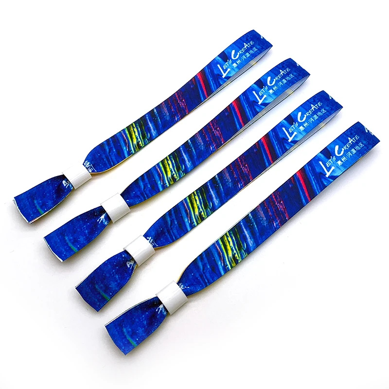 Disposable Plastic Clip Slide Locking Event Party Festival Printing Logo Hot Sell Satin Ribbon Fabric Wristband