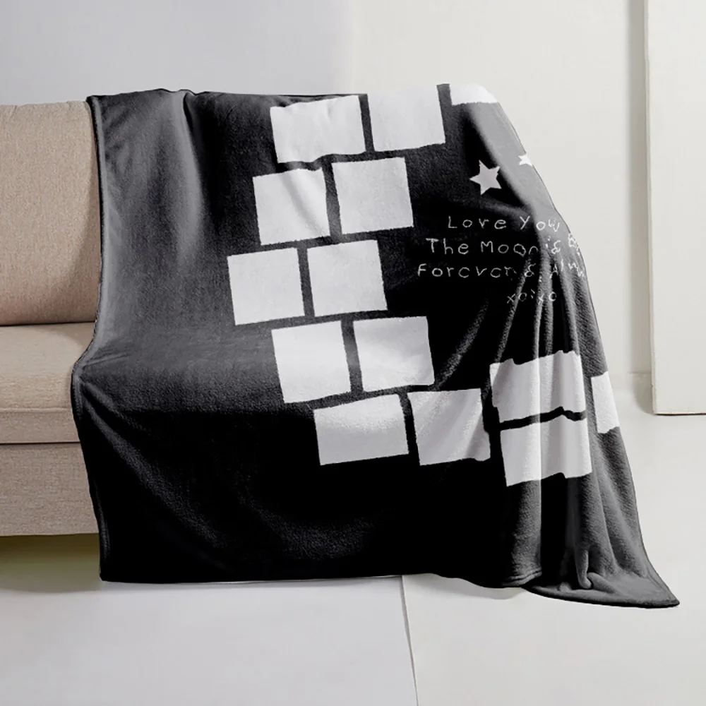 Оптовая продажа удобное мягкое покрывало Subbank фланелевое одеяло в клетку с сублимационной печатью черного сердца/Луны