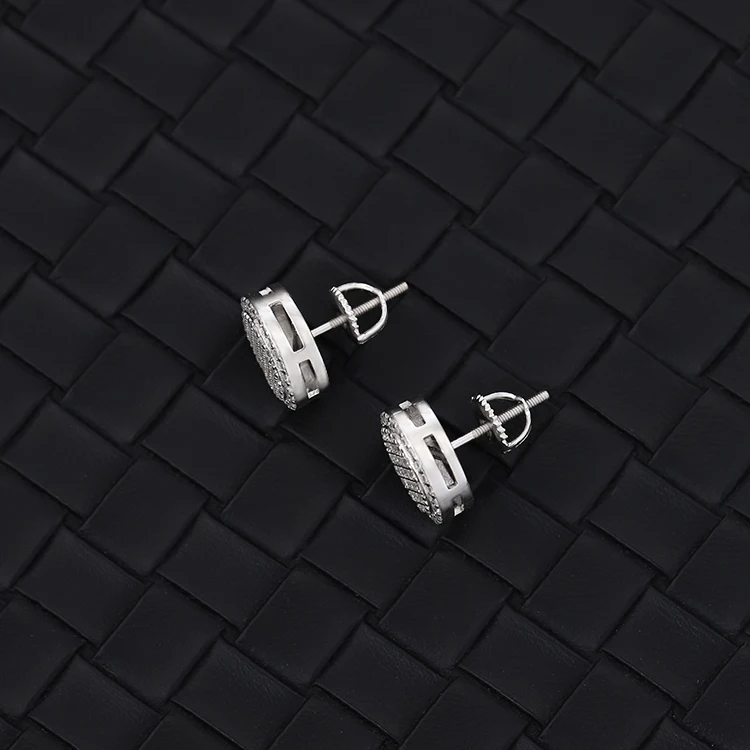 Pass diamond tester 11 mm wide hip hop earring stud jewelry classic925 sterling silver vvs diamond D moissanite stud earrings