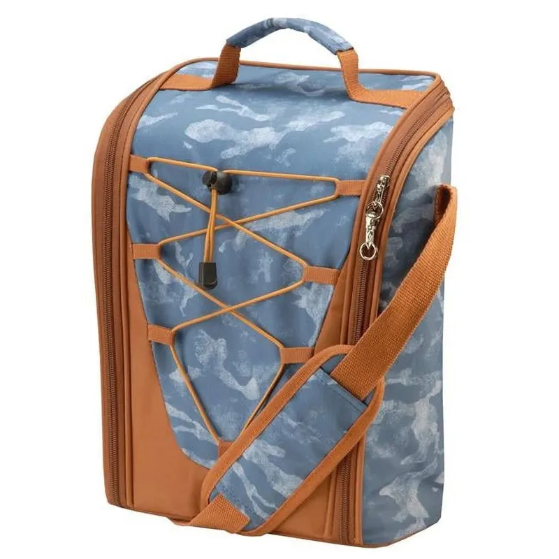 National Outdoor Blue and Brown Picnic Wine Tote Cooler Carrier Bag