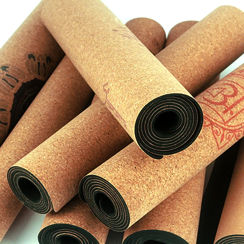 High quality Thick Natural Rubber cork Yoga Mat Fitness Mat for All Types of Yoga, Pilates & Floor Workouts