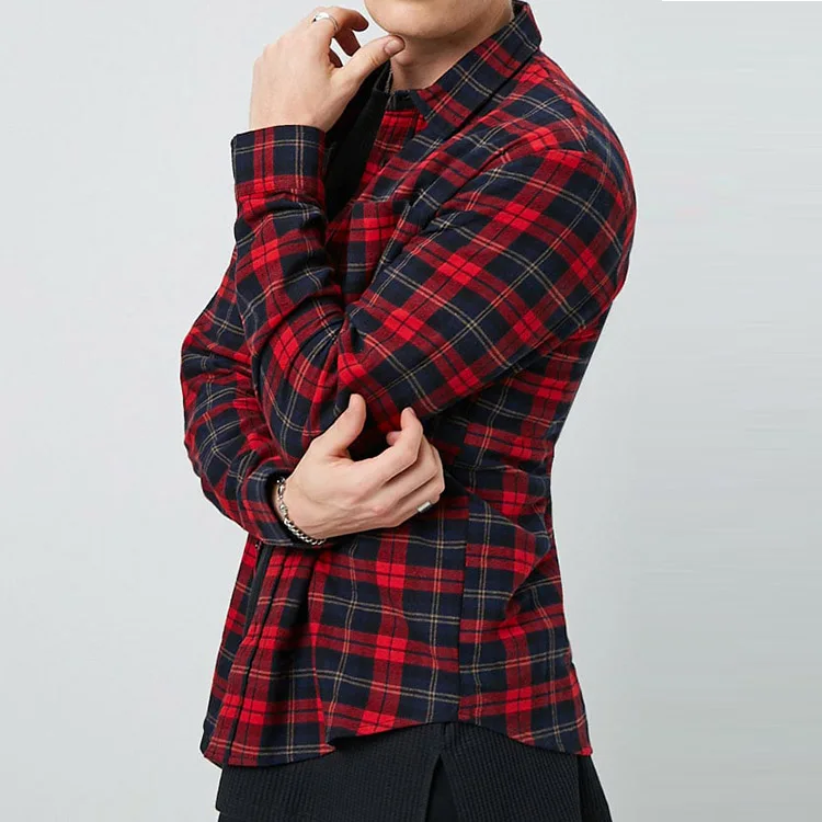 2021 hot selling fashion  long sleeve flannel man shirt designs buttons casual mens shirts