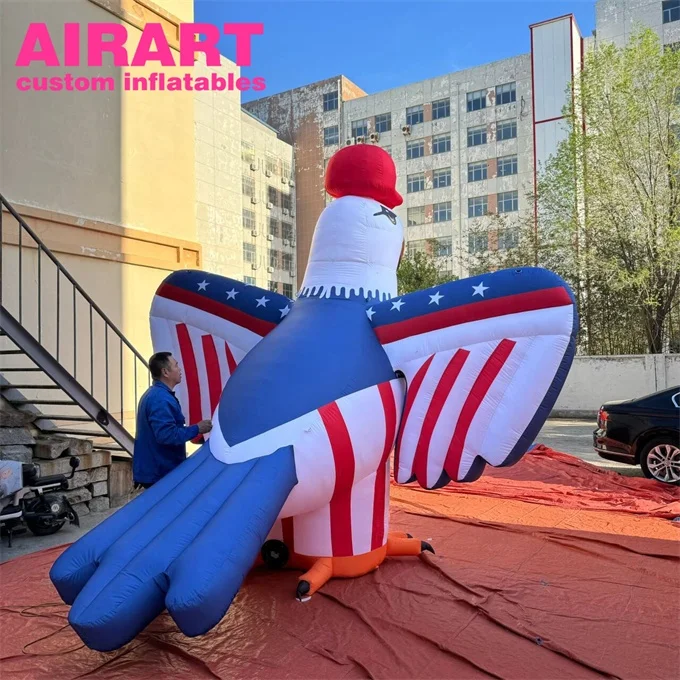 Promotion Giant inflatable eagle, animal model inflatable eagle with hat