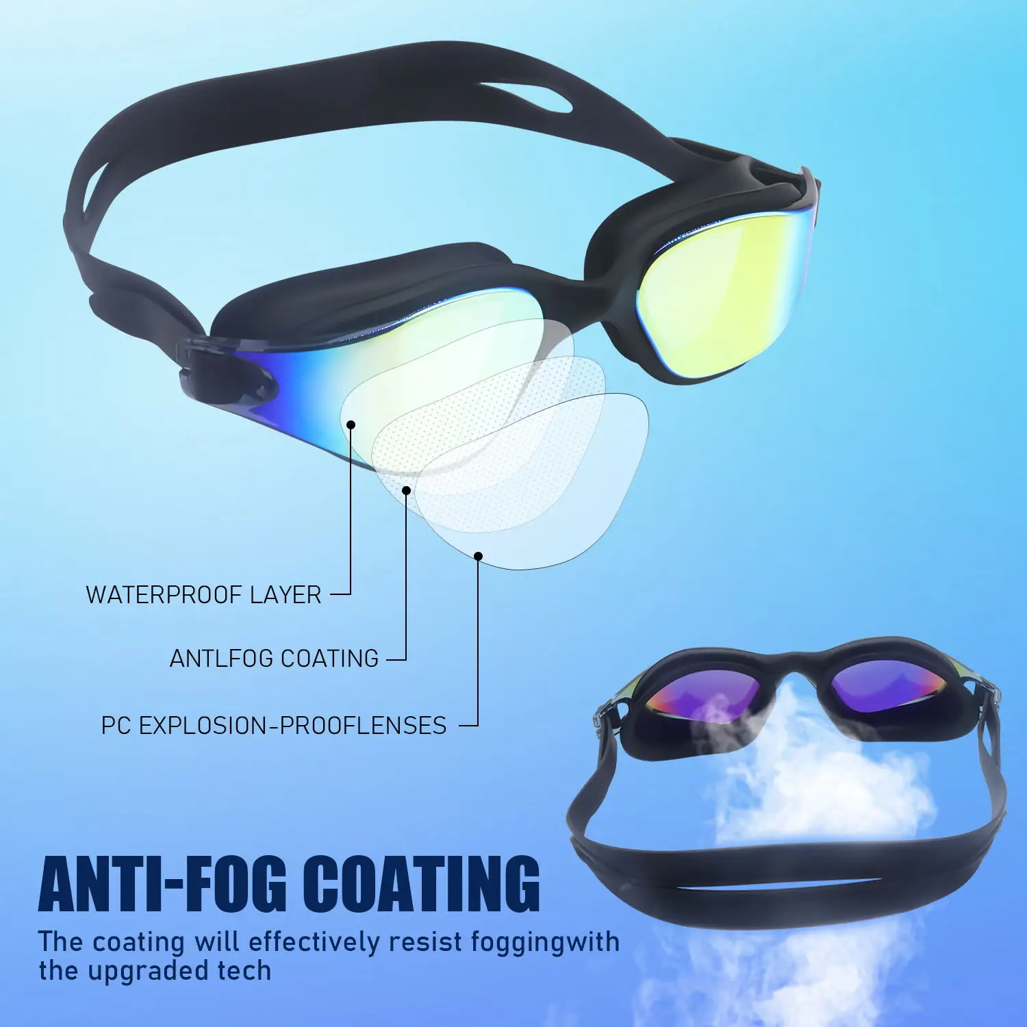 New Star Eye Wear PC Lens Swim UV Goggles Leakproof Kids Shatterproof Anti fog Lens Swimming Glasses Swimming Pool Goggles