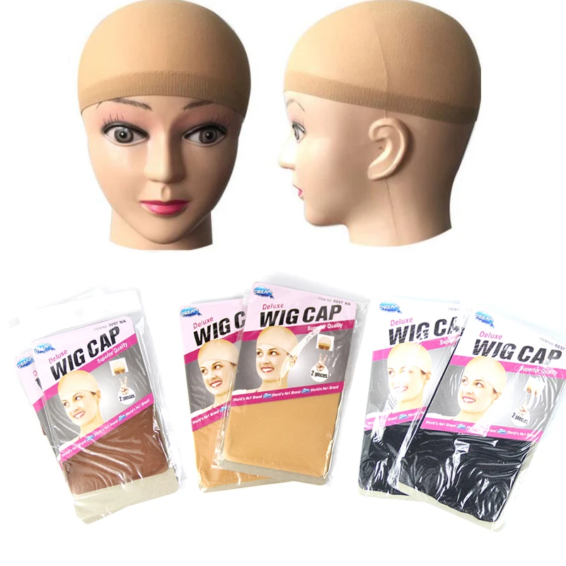 Wholesale mesh dome wig caps for making wigs, headband ventilated wig caps, 2Pcs/bag high quality stocking nude wig net cap