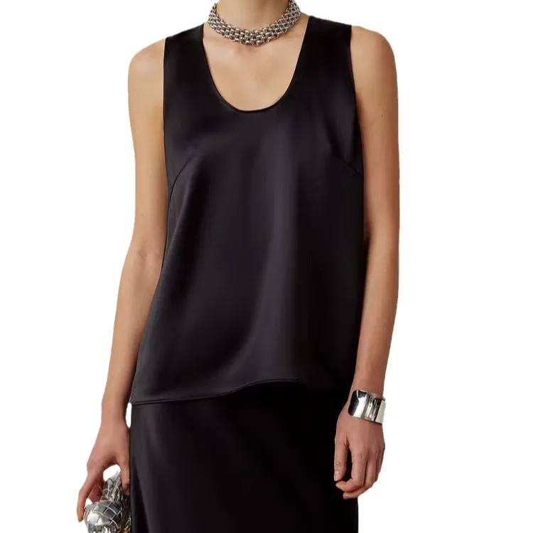 Sample Available Black Women Vest Breathable Silky Comfort Summer Vest For Women