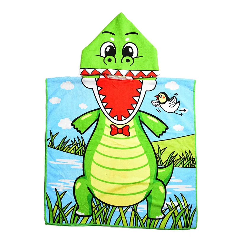 Mermaid Printed Kids Kids Poncho Beach Towel Wholesale Kid Bath Robe Luxury Hooded Bathrobe 60% Cotton 40% Polyester