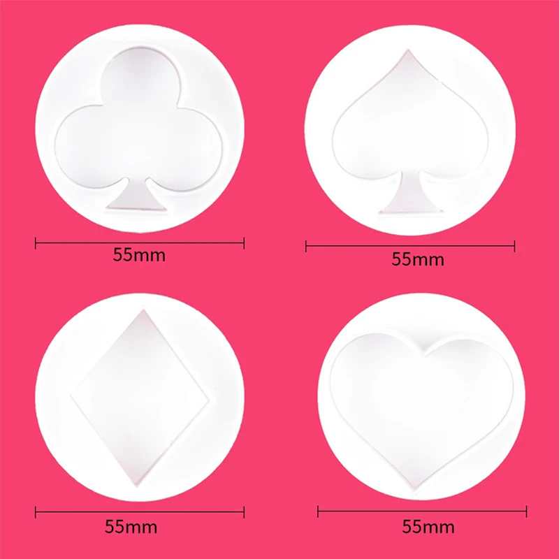  4Pcs/Set Poker Patterns Shape Cookie Mold Fondant Sugarcraft Cake Mould Biscuit Cutter Decorating Baking