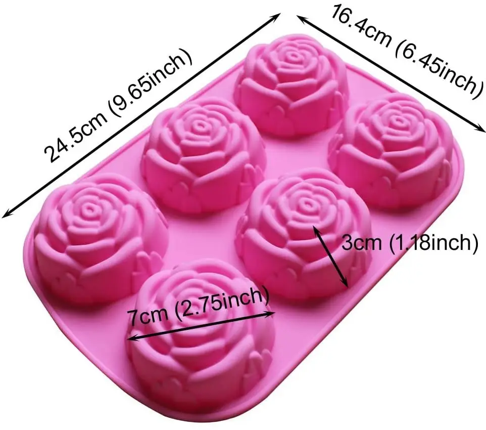Silicone Soap Mold for Handmade Soap Cake Jelly Pudding Chocolate 6 Cavity Different Flower Shapes Design Set of 2