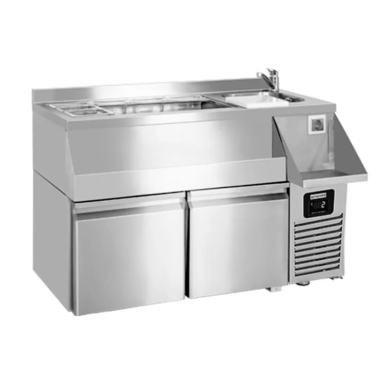 Mobile Work Station Cocktail Bar Station With Counter Fridge