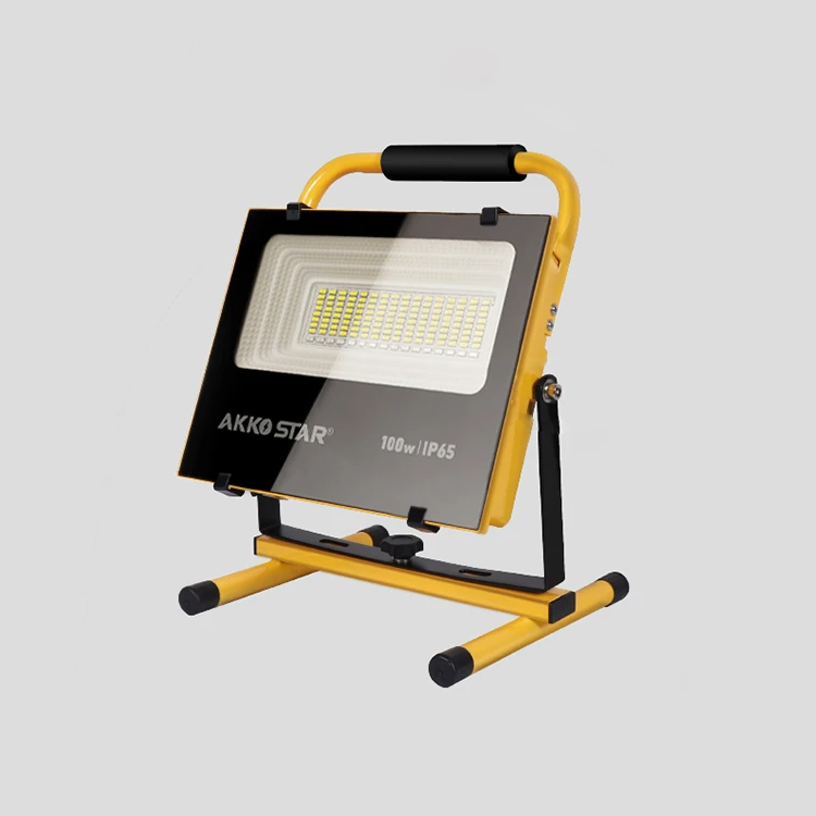 akkostar 100W LED solar rechargeable flood light 6500k