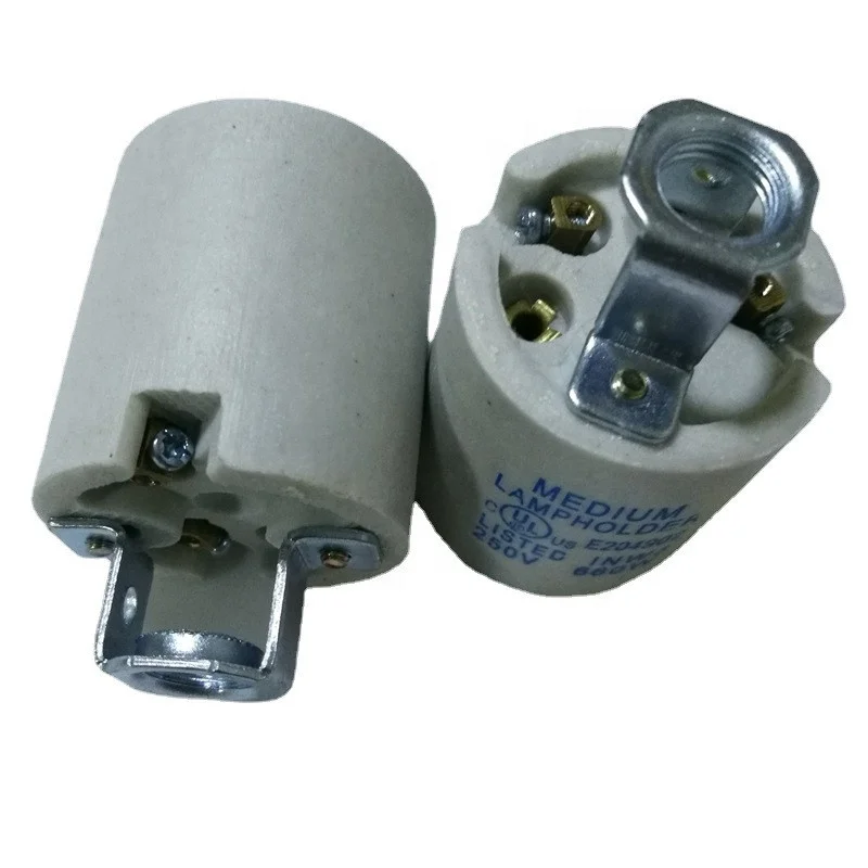 CE Approved  E27 Ceramic Lamp Holder 250v 4A 660w Lampholders with Bracket