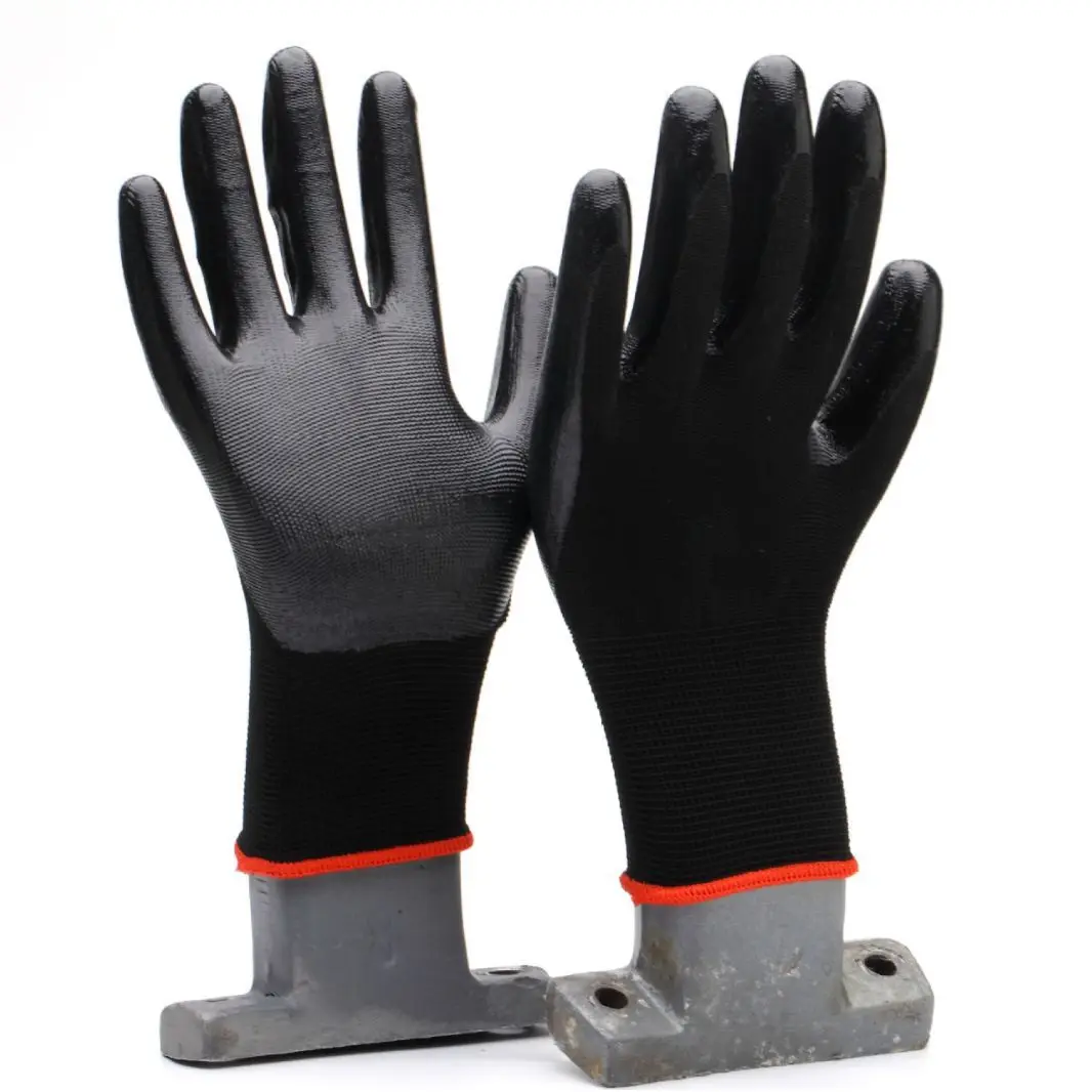 GLBZ013 SAFETY PU Coat DMF Free ESD Touch Screen Knit Work Gloves Safety Gloves Construction Electrical Hand Gloves for work