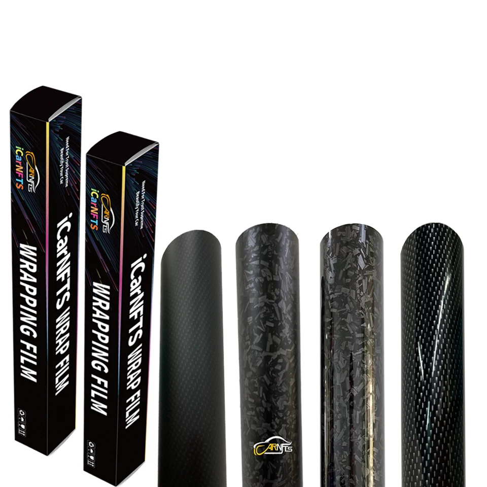 iCarNFTS Glossy Black Forged Carbon Fiber Vinyl 1.52 * 18 Meter Air Release Car Interior/exterior Sticker, Suitable For Auto