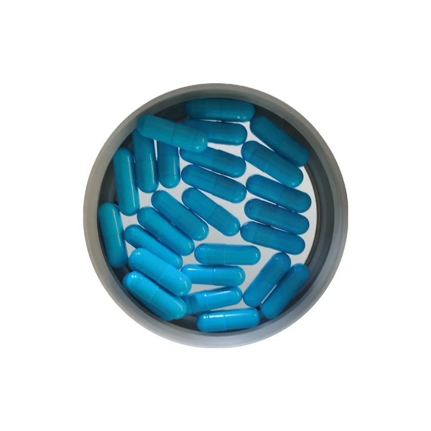 Size 0 blue vegetable capsules for vegan and vegetarians