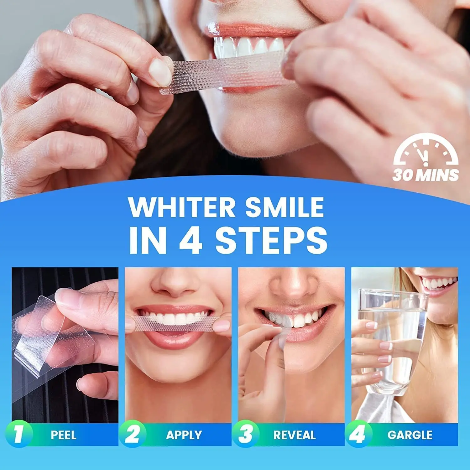 Custom Logo Professional Natural Organic Residue Free Tooth 5D Teeth Whitening Strips