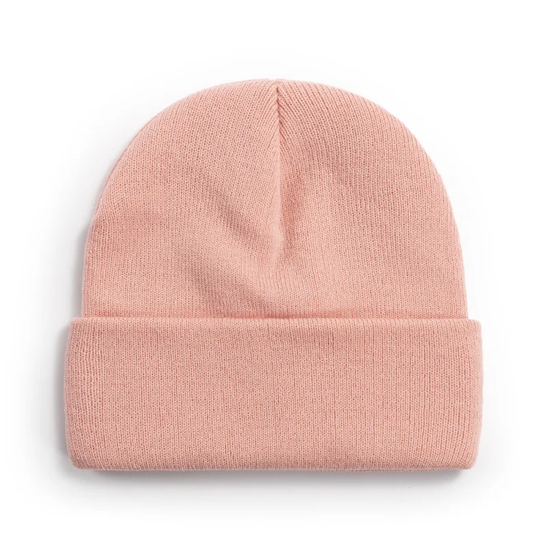 Fashion knit thermal hat beanie hats custom logo Beanie mens beanie Winter skull knit cap with folded cuffs