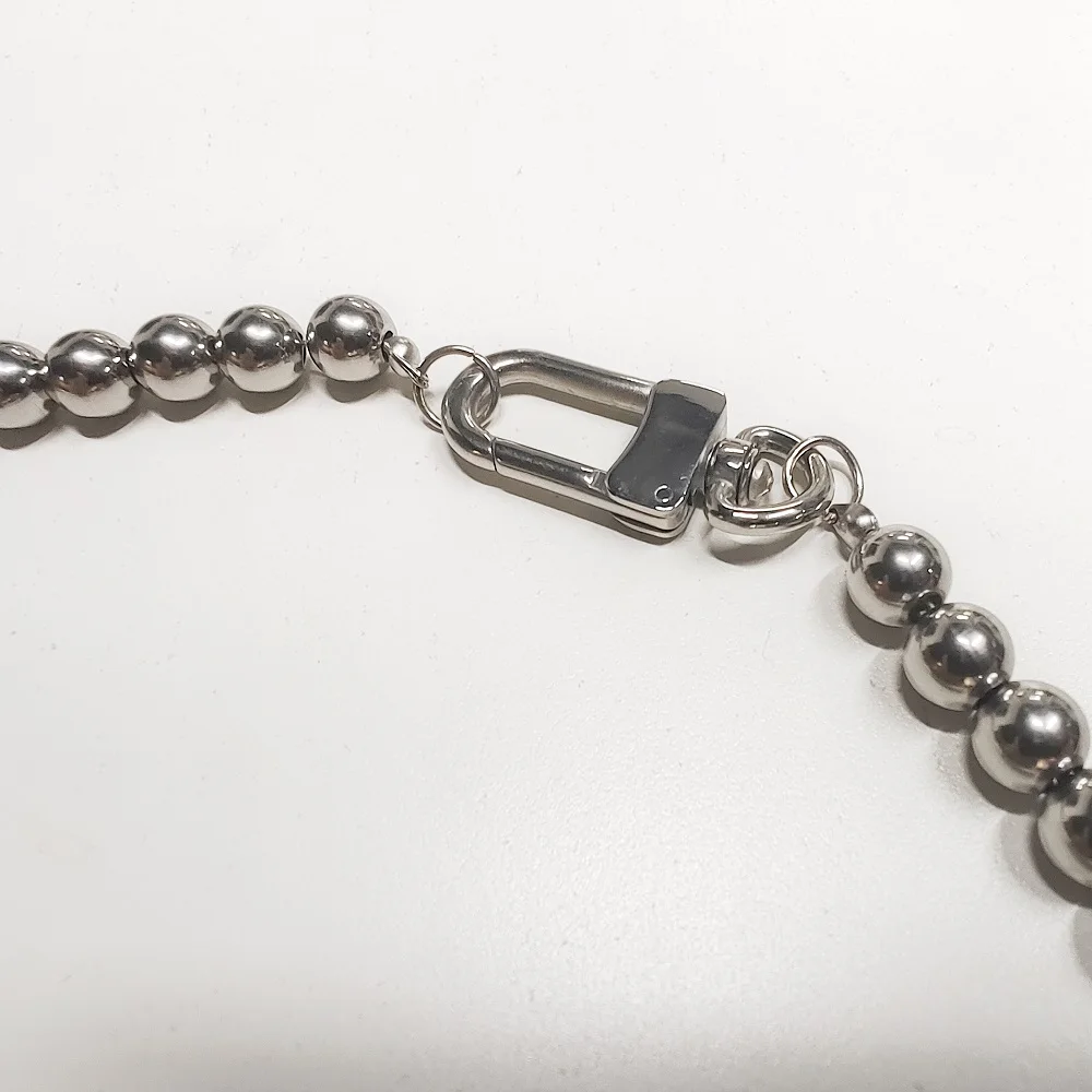 VAF Amazing!! 45/50/55CM Stainless Steel Bead And Synthetic Pearl Necklace With Stainless Steel Carabiner Clasp Ball Chain