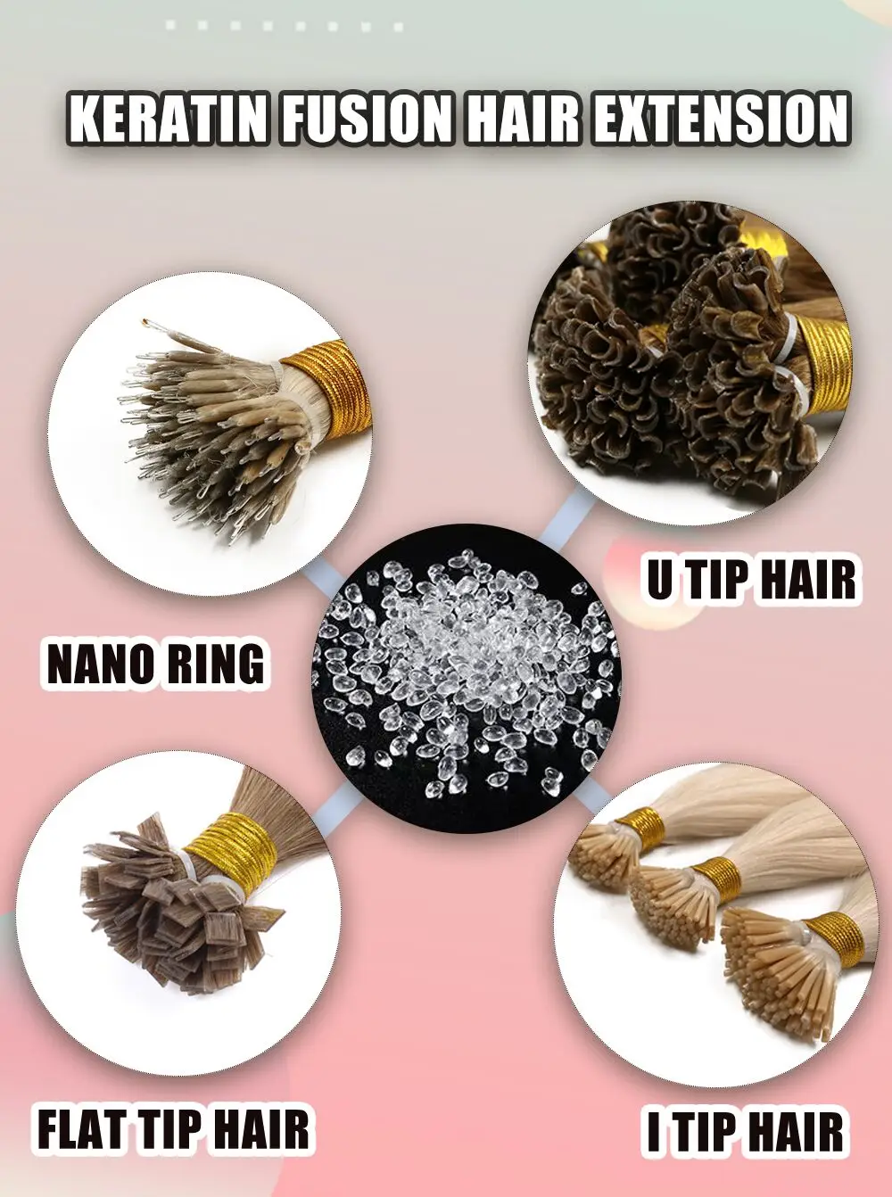 New products high quality virgin Russian hair,Unprocessed hot fusion flat tip hair extention