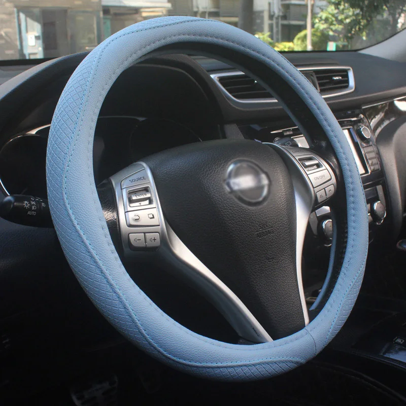 Universal Breathable Leather Steering Wheel Cover 38cm Car Steering Wheel Cover Anti-skid Winter Steering Wheel Cover