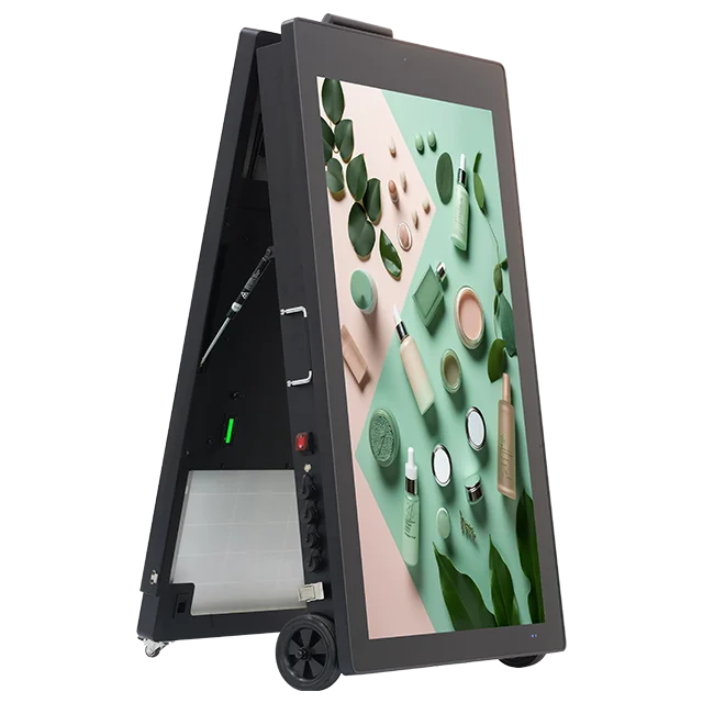 Outdoor TV Solar Powered Digital Billboard Kiosk Battery LCD Screen Flexible Solar Panels High Brightness Digital Poster