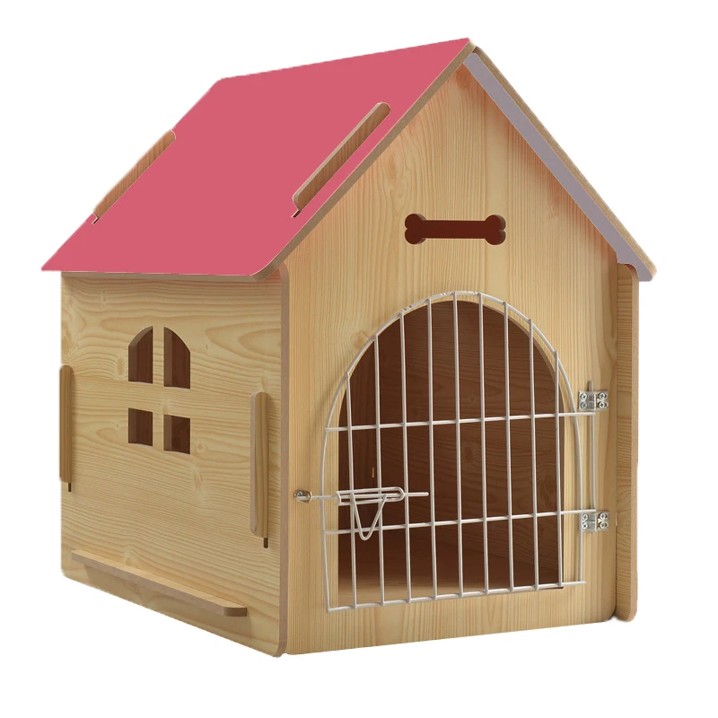 Wholesale Big Indoor And Outdoor Wooden Kennel Pet Nest Cat House With Metal Door