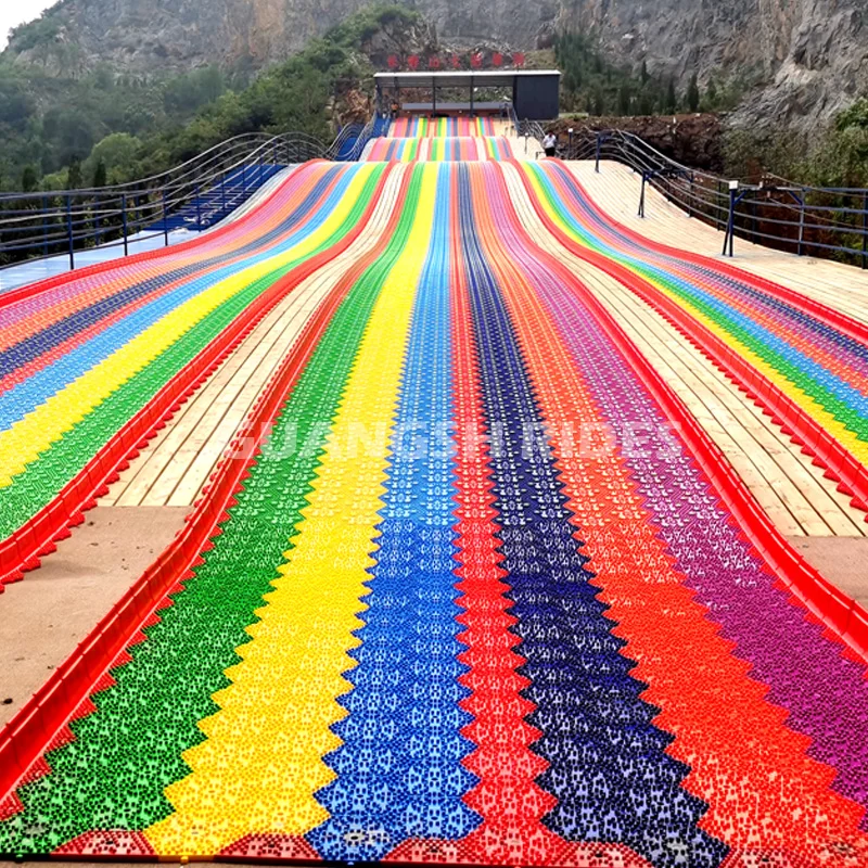Durable outdoor giant slipping slide single double slip slope plastic rainbow slides for adults and children
