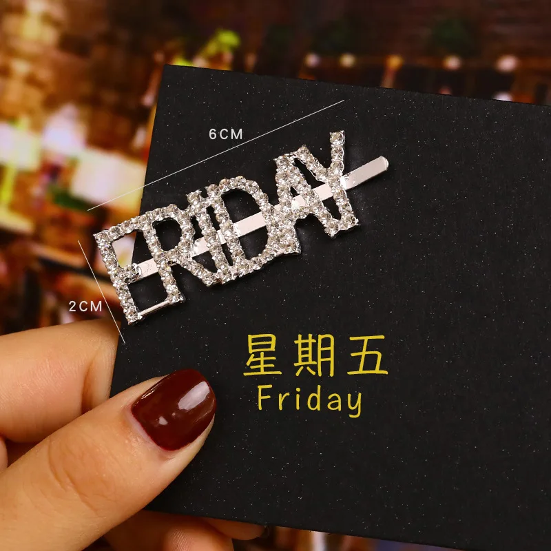 Low MOQ Sample Free hair accessories Gold and Silver Rhinestone Clip red clips