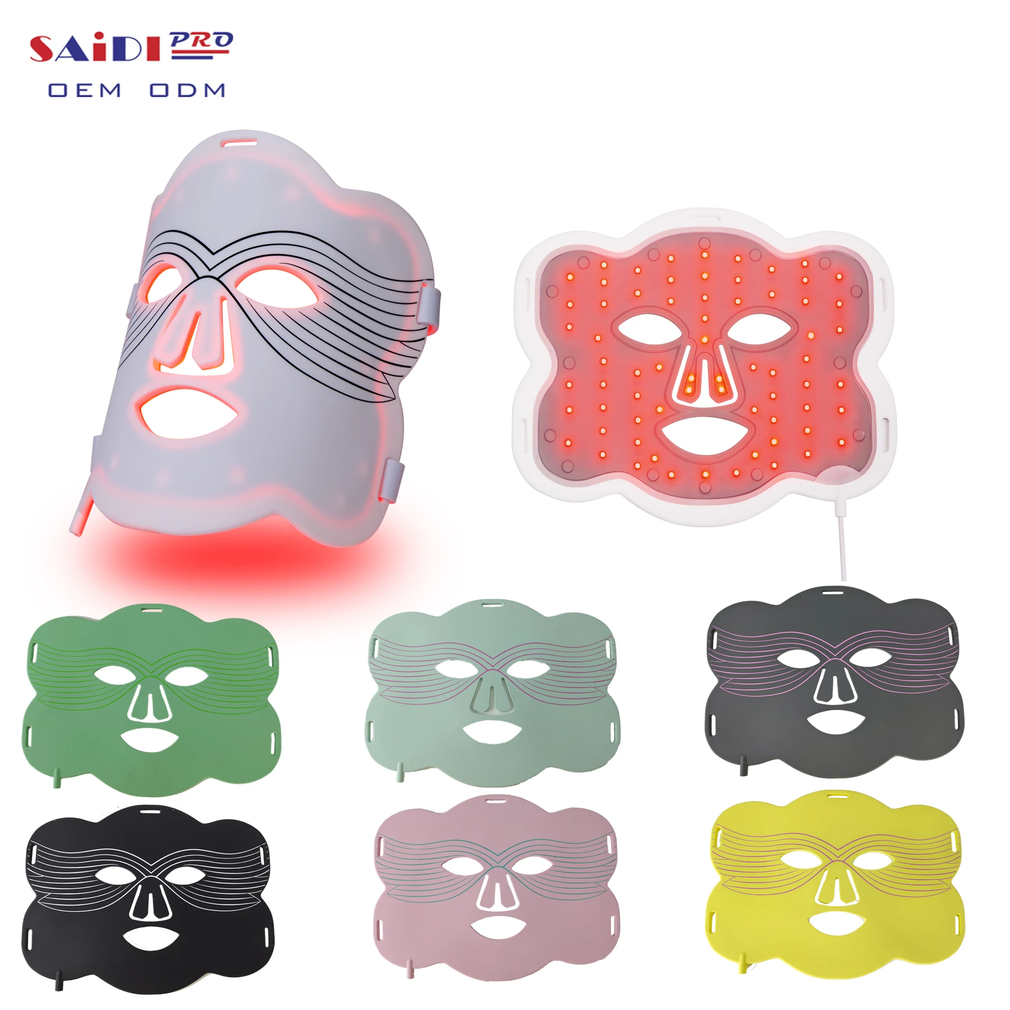 Photon Light Facial Skin Beauty Therapy Mask 2 Colors Fits Softly Red LED Face Mask