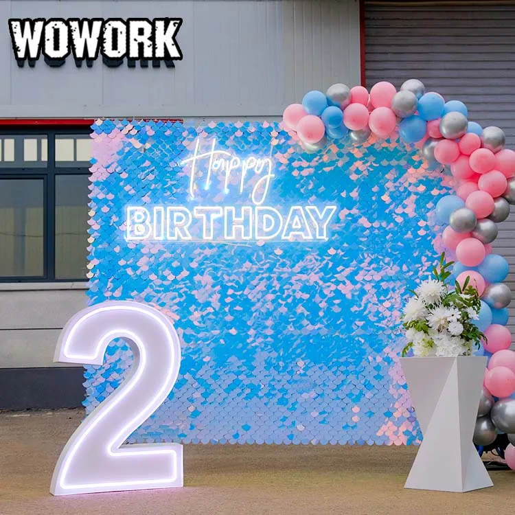 WOWORK оптовая продажа Радужная 4d Русалка Блестки настенный мерцающий фон Подставка для свадьбы дня рождения украшения