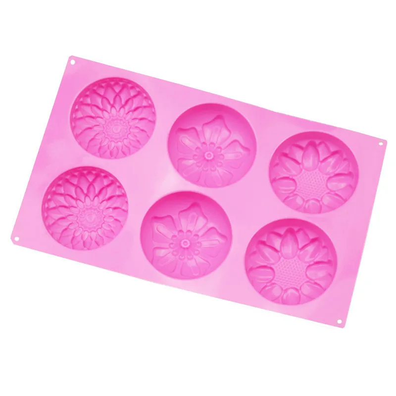 DIY Handmade Soap Sunflower Mooncake Mold 6 Cavity 3 Groups Of Flower Shaped Silicone Cake Mold Baking