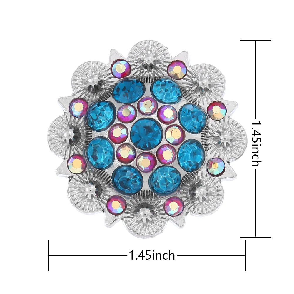 Berry Conchos with Screws Metal Flower Rhinestone Conchos Rhinestone Horse Saddle Western Bridle Pack of