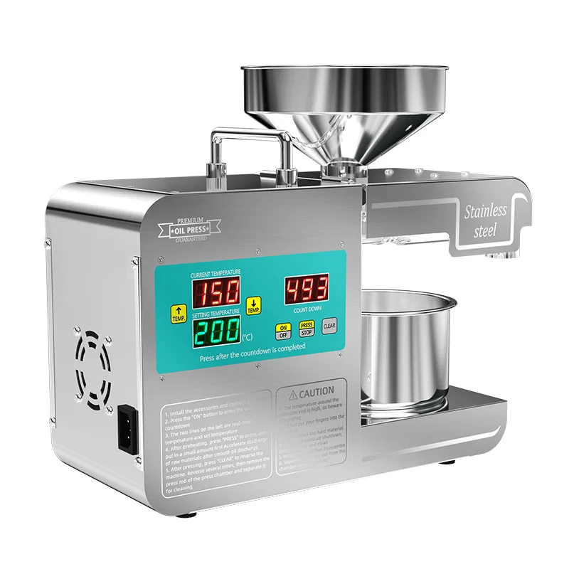3-6kg/h Intelligent panel soya bean peanut ground coconut sesame mini home use small cooking oil making machine