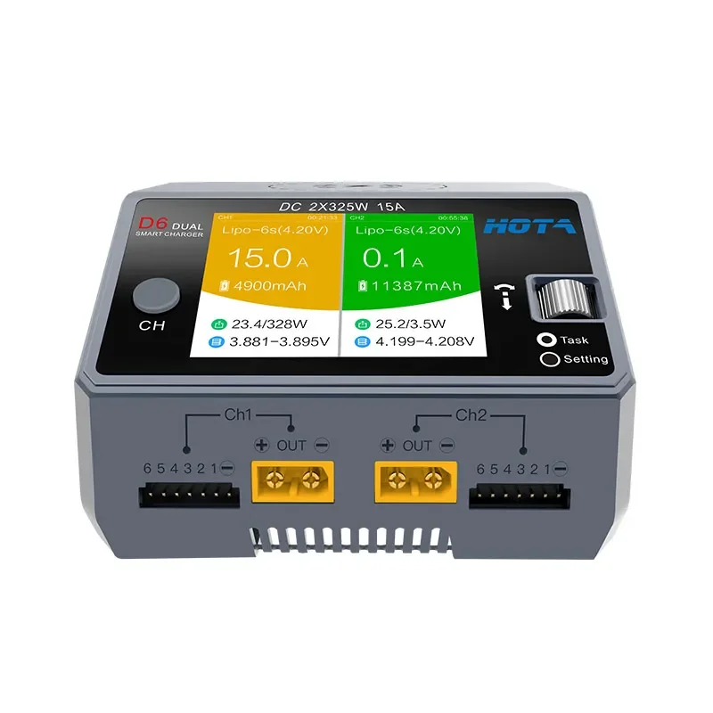 Двойное умное зарядное устройство HOTA D6 DC650W 15A для зарядки аккумулятора Lipo LiIon NiMH с беспроводной зарядкой iPhone Samsung