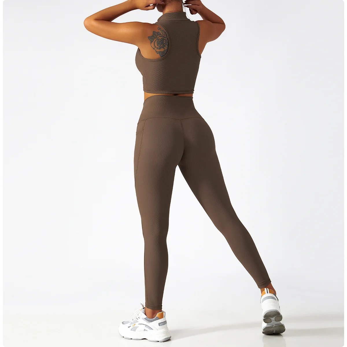 Wholesale Fitness Clothing Ribbed Sports Bra and Legging Seamless Yoga Set 2022 Gym Tights Workout Sets For Women