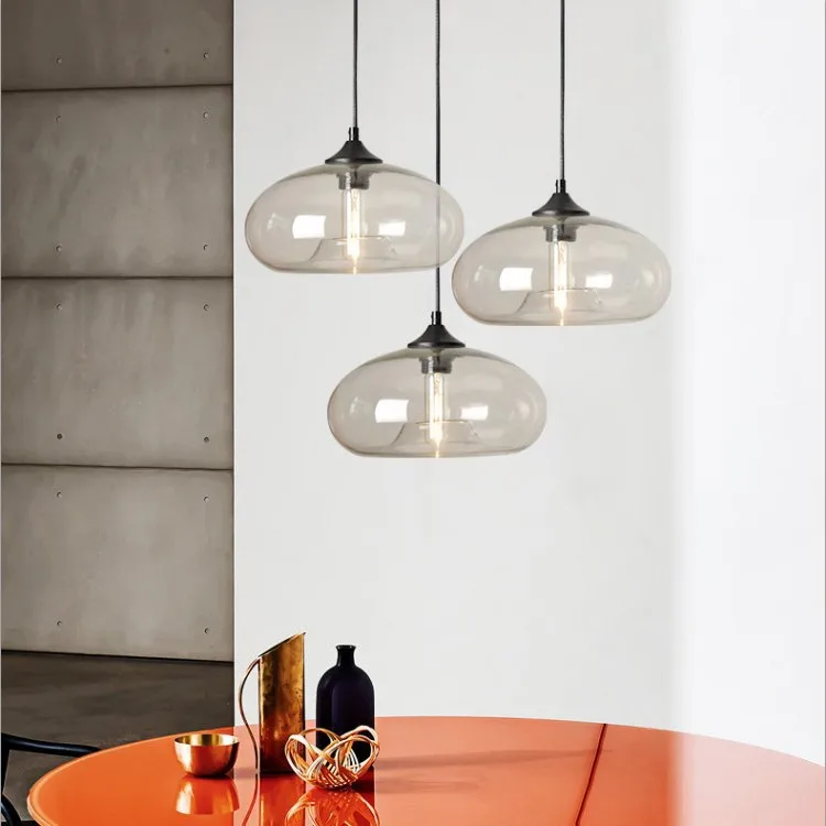 Hotel Art Design Glass Ball Nordic Lamps Guangdong Chandelier Pendant Lamp Iron Hanging Pendant Light For Bedroom Dining Room